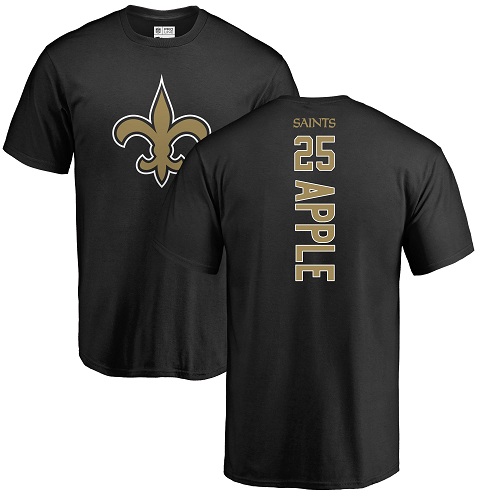Men New Orleans Saints Black Eli Apple Backer NFL Football #25 T Shirt->nfl t-shirts->Sports Accessory
